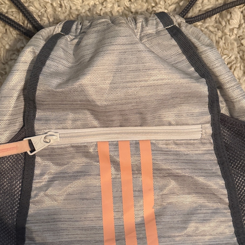 Adidas Gray And Peach Drawstring Backpack - image 2